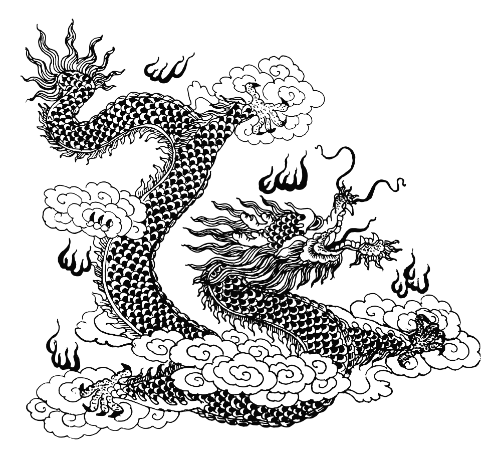 OnlineLabels Clip Art - Asian Dragon Line Art 2